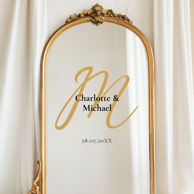 Customer specific, simple, elegant, monogram  (Customer specific, simple, elegant, monogram, wedding, window cling with your names and date.)