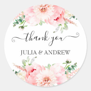 Customer-specific "Thank you!" floral, beautiful Classic Round Sticker