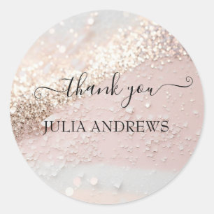 Customer-specific "Thank you!" glitter Classic Round Sticker