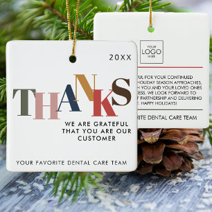 Customer Thank You Company Logo Business Christmas Ceramic Ornament