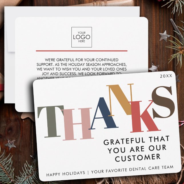 Customer Thank You Company Logo Business Christmas Holiday Card (Creator Uploaded)