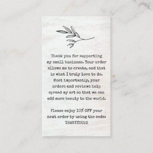 Customer Thank You  Discount Coupon Business Card
