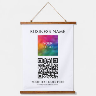 Customers Company Business Logo Text QR Code Hanging Tapestry