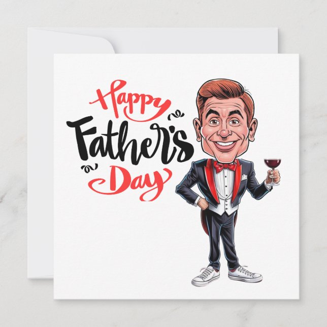 CustomFather's Day – World's Best Dad Caricature Holiday Card (Front)