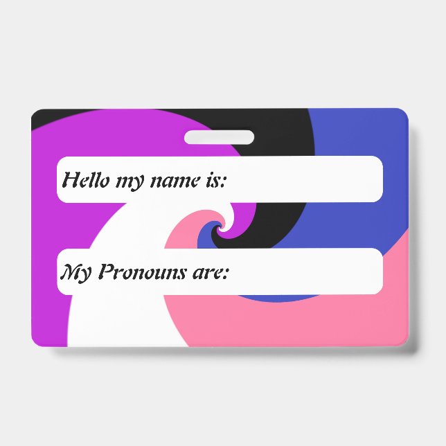 Customiable Groovy Spiral Genderfluid Pride Flag  ID Badge (Front)