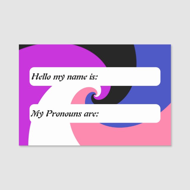 Customiable Groovy Spiral Genderfluid Pride Flag  Name Tag (Front)