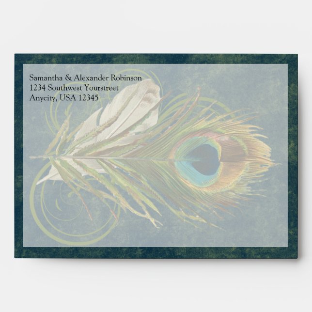 CustomInvites Artistic Peacock Feather Envelopes (Front)