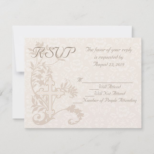 CustomInvites Cross Flourish Wedding RSVP Card (Front)