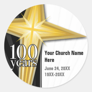 Customisable 100 Year Church Anniversary Classic Round Sticker