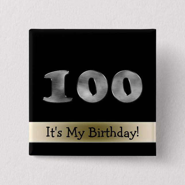Customisable 100th Birthday Silver Number 100 15 Cm Square Badge (Front)