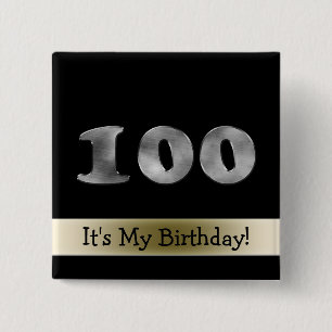Customisable 100th Birthday Silver Number 100 15 Cm Square Badge