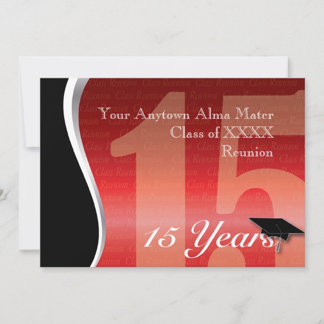 Customisable 15 Year Class Reunion Invitation (Front)