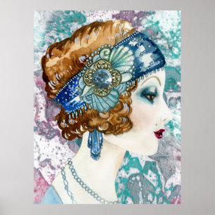Customisable 1920’s Flapper Lady Poster, Poster