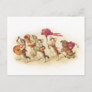 Customisable 1920s Kitten Celebration Postcard