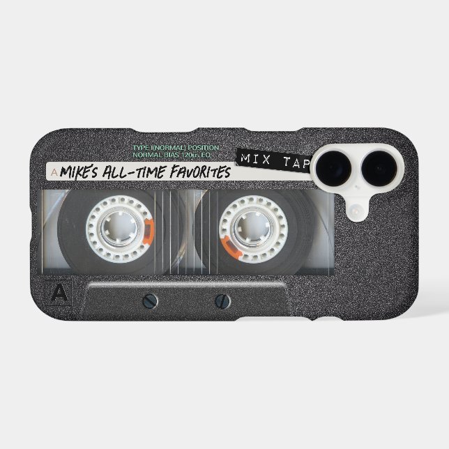 Customisable 1970's 1980's Retro Cassette Mix Tape iPhone Case (Back Horizontal)