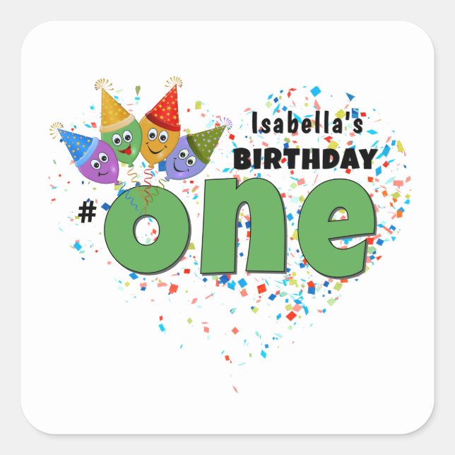 Customisable 1st Birthday Gift Stickers  (Front)