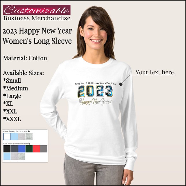 Customisable 2023 Happy New Year Long Sleeve Shirt (Creator Uploaded)