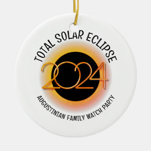Customisable 2024 TOTAL SOLAR ECLIPSE Ceramic Ornament