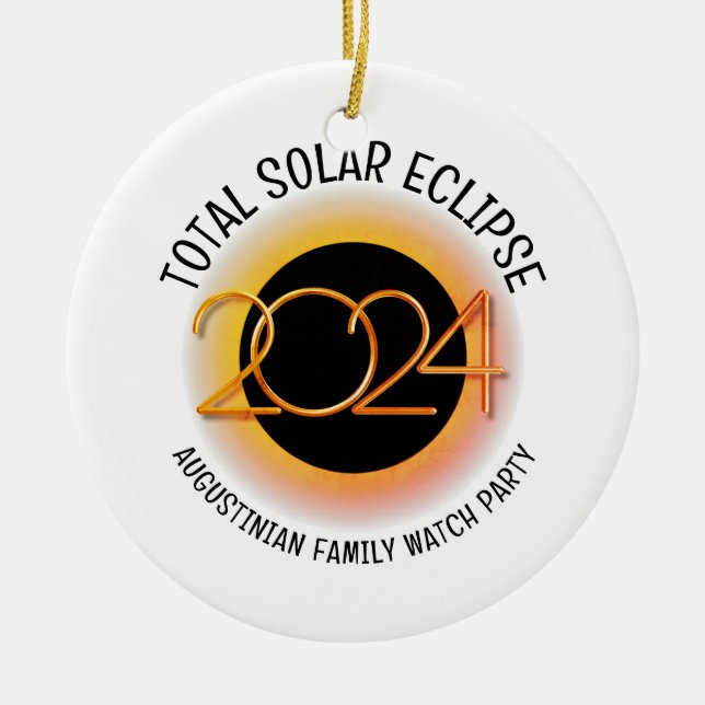 Customisable 2024 TOTAL SOLAR ECLIPSE Ceramic Ornament (Front)