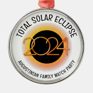 Customisable 2024 TOTAL SOLAR ECLIPSE Metal Ornament