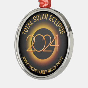 Customisable 2024 TOTAL SOLAR ECLIPSE Metal Ornament