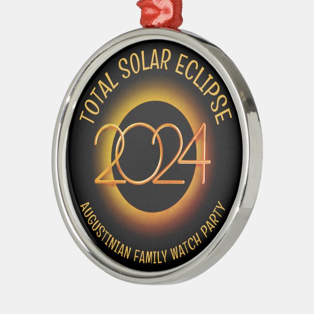 Customisable 2024 TOTAL SOLAR ECLIPSE Metal Ornament (Left)