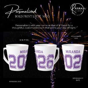 Customisable 2026 Bold Print Ceramic Latte Mug