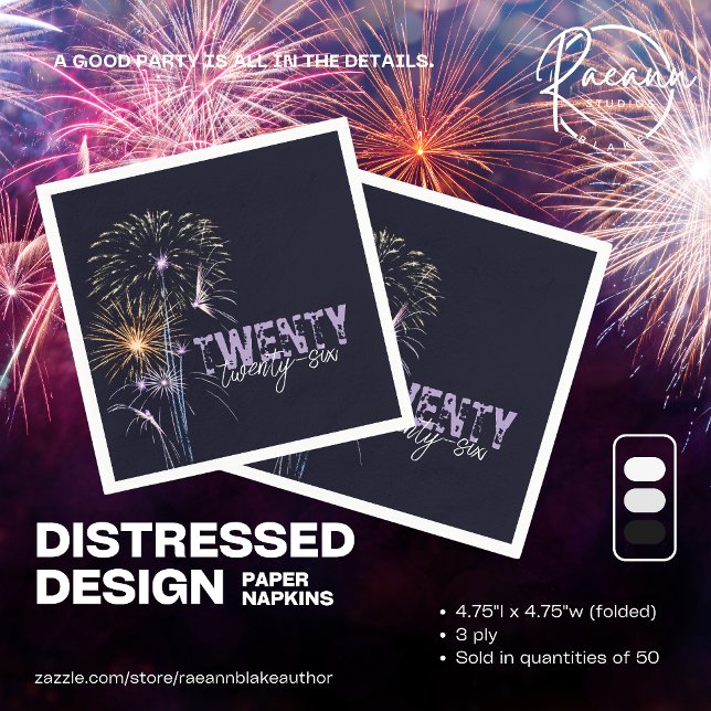 Customisable 2026 Distressed Design Paper Cocktail Napkin (Creator Uploaded)