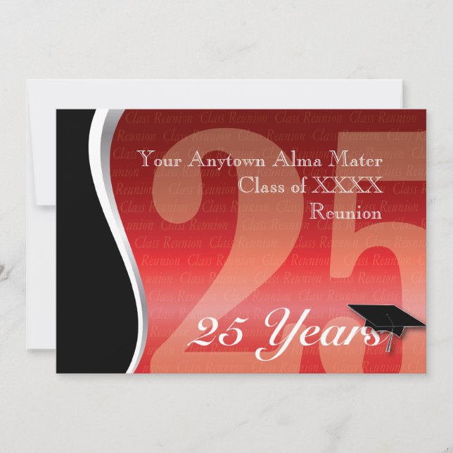 Customisable 25 Year Class Reunion Invitation (Front)