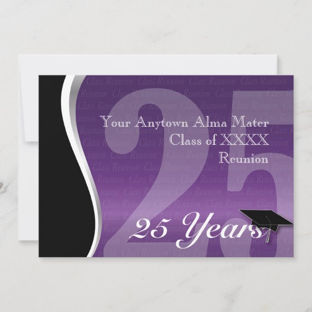 Customisable 25 Year Class Reunion Invitation (Front)