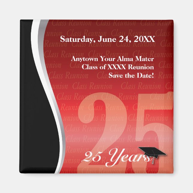 Customisable 25 Year Class Reunion Magnet (Front)