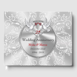 Customisable 25th Wedding Anniversary Guest Book