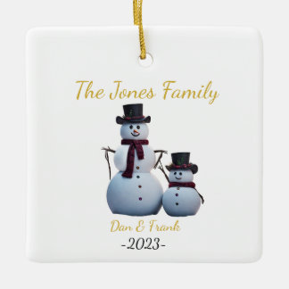 Customisable 2 person Family Snowmen Ornament