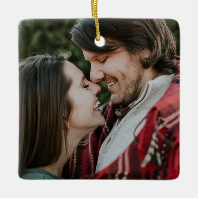 Customisable 2-sided Elegant Scrolls 2 Photo  Ceramic Ornament (Front)