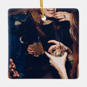 Customisable 2-sided Elegant Scrolls 2 Photo Ceramic Ornament