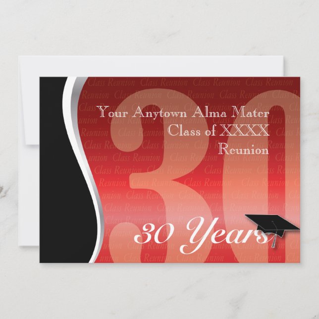 Customisable 30 Year Class Reunion Invitation (Front)