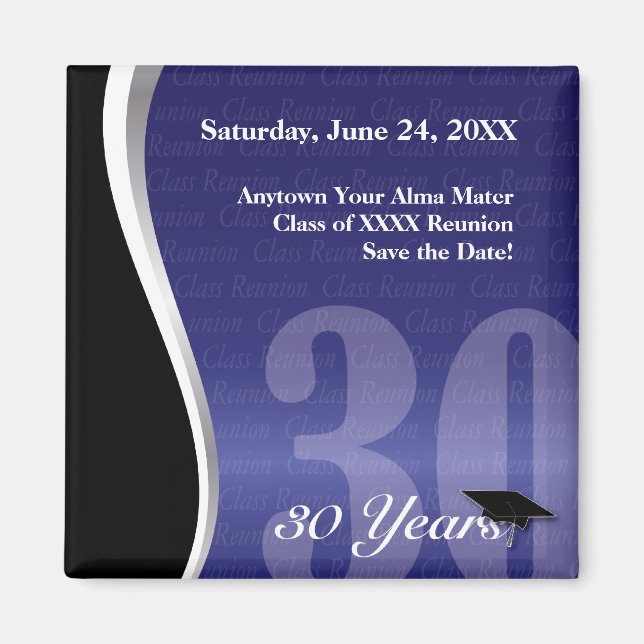 Customisable 30 Year Class Reunion Magnet (Front)