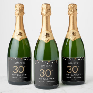 Customisable 30th Birthday party Thank you Favour Sparkling Wine Label