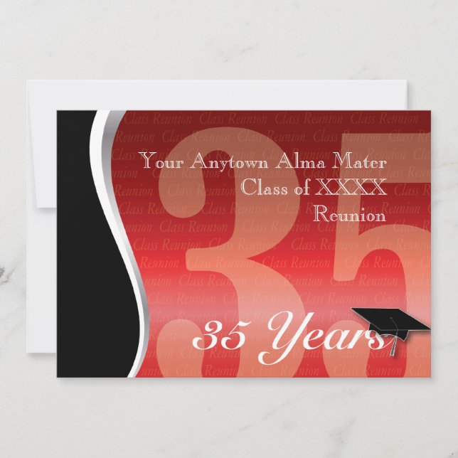 Customisable 35 Year Class Reunion Invitation (Front)