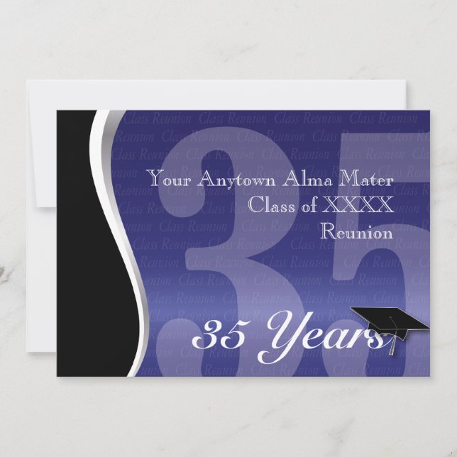 Customisable 35 Year Class Reunion Invitation (Front)