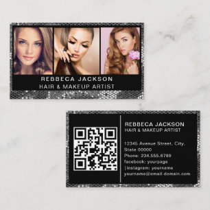 Customisable 3 Photo Salon Makeup Hair stylist Business Card