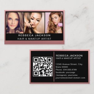 Customisable 3 Photo Salon Makeup Hair stylist Business Card