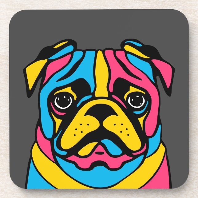 customisable 3 tone pug coaster (Front)