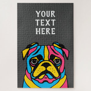customisable 3 tone pug jigsaw puzzle