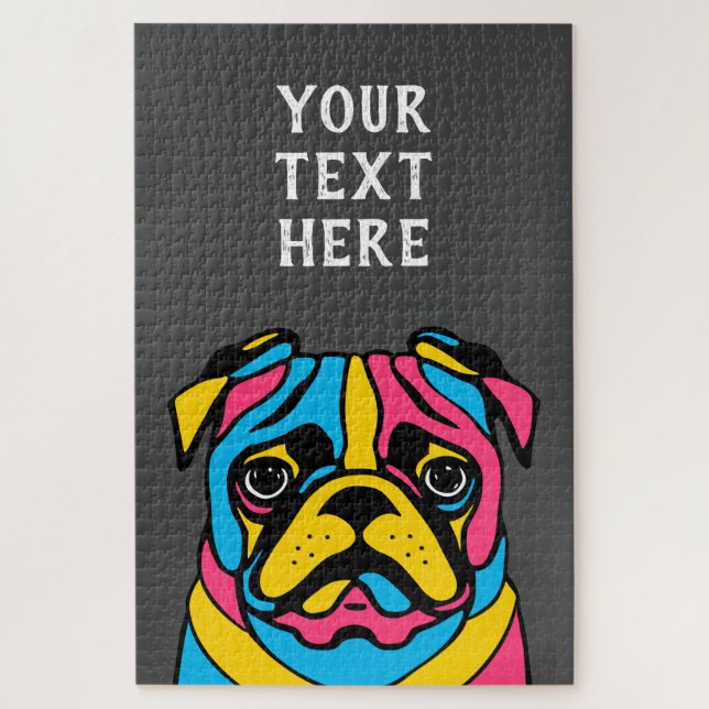 customisable 3 tone pug jigsaw puzzle (Vertical)