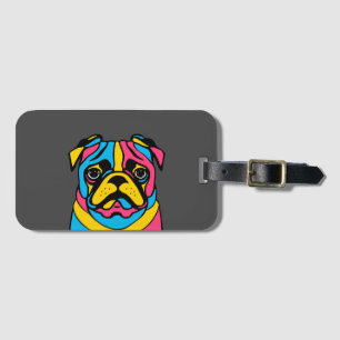 customisable 3 tone pug luggage tag