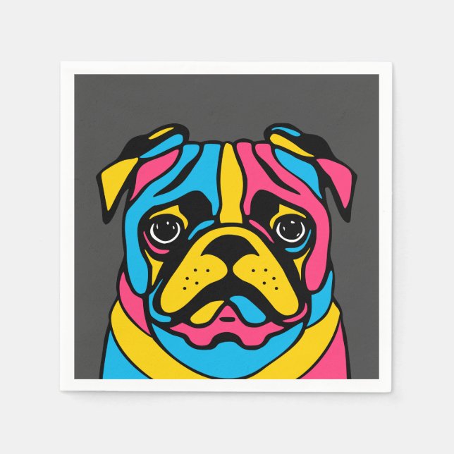 customisable 3 tone pug napkin (Front)