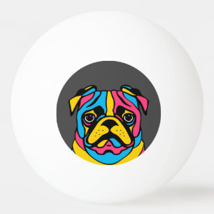 customisable 3 tone pug ping pong ball
