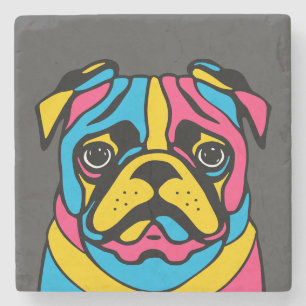 customisable 3 tone pug stone coaster