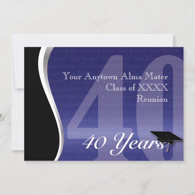 Customisable 40 Year Class Reunion Invitation (Front)